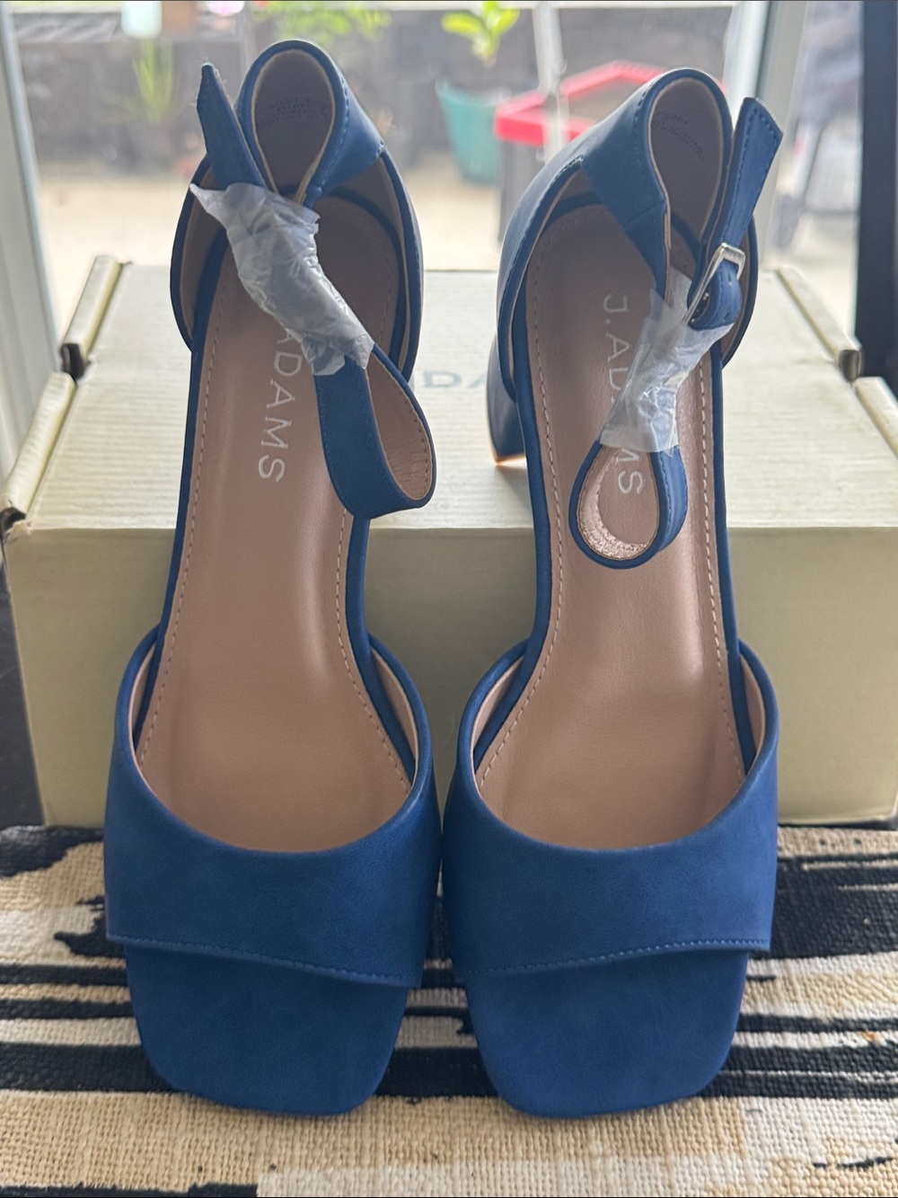 J. Adams Women's Royal Blue Suede Block Heel Sandals
